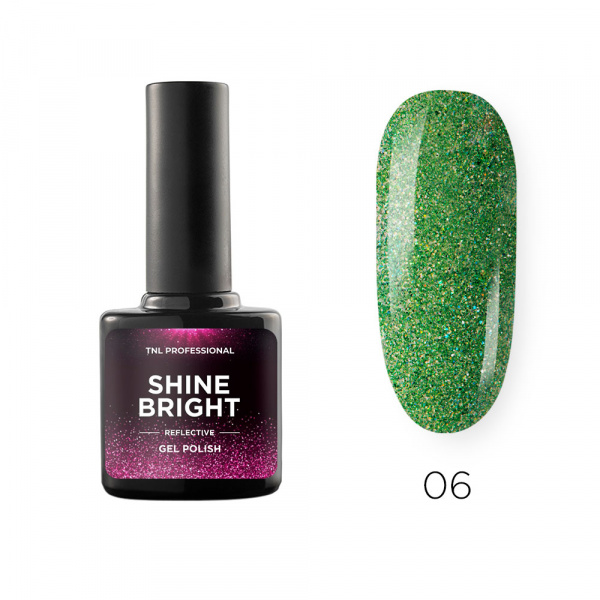 Светоотражающий гель-лак TNL Shine Bright №06 (Изумрудная вуаль), 10 мл.