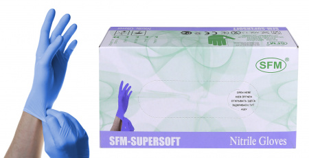 Перчатки SFM нитриловые, S (фиолетово-голубые), 100 ПАР