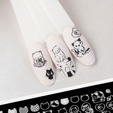 Пластина для стемпинга TNL (mini kitty), 12*6 см., №108