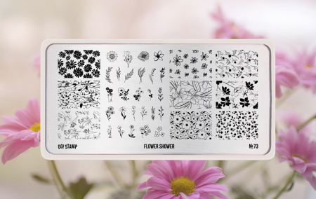 Пластина для стемпинга Go Stamp №073 Flower Shower