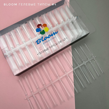 Гелевые типсы Bloom №4 (квадрат арочный с контактной зоной), 240 шт.