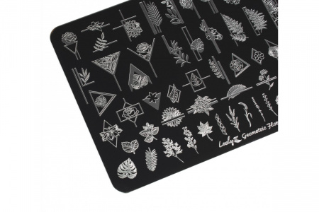 Трафарет для стемпинга металл. LESLY 9,5*14,5 см. Geometric Flora