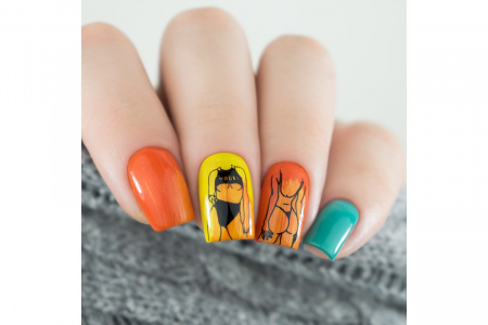 Трафарет для стемпинга металл. LESLY 8*12 см. Girls 1