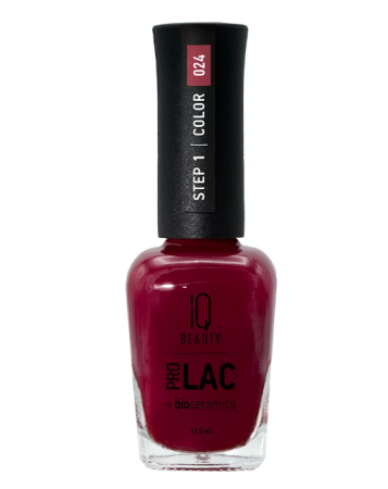 Лак для ногтей IQ Beauty №024 профессиональный укрепляющий с биокерамикой PROLAC, 12.5 мл.