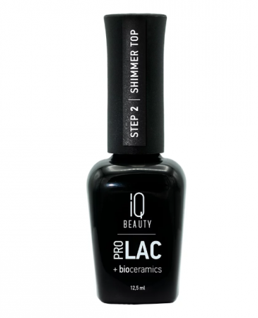 Финишное покрытие IQ Beauty для лака профессиональное с шиммером глянцевое, Shimmer top PROLAC+bioceramics, 12.5 мл.