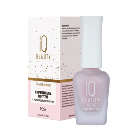 Укрепитель для ослабленных и ломких ногтей с коллоидным золотом Gold Hardener IQ BEAUTY, 12,5 мл., Rose
