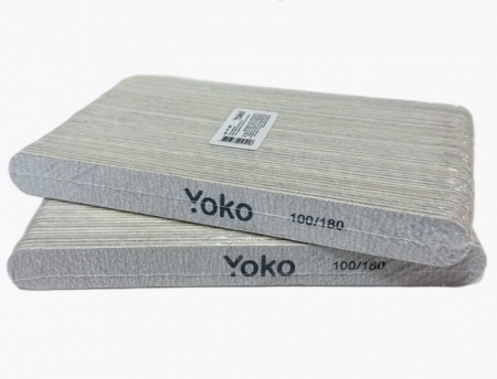 Пилки-мини YOKO (серая, прямая, 13 см, 100/180), 50 шт.
